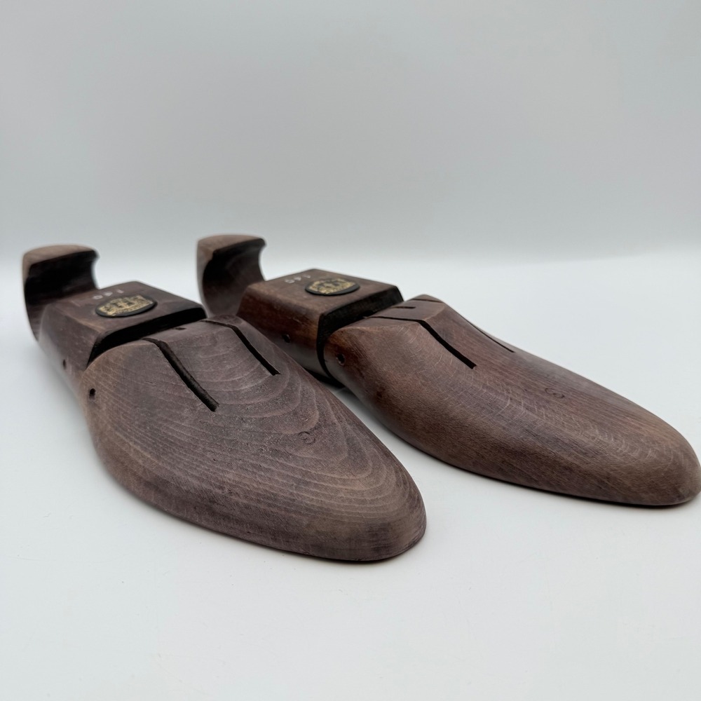 Freeman Vintage Wooden Shoe Trees Adjustable Split Toe Brown Size 9 140 Pair
